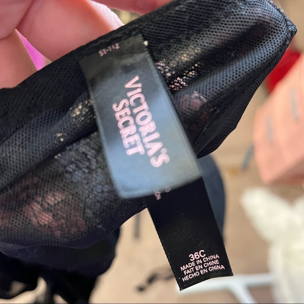 Victorias Secret Beautiful Solid Black Lace Lingerie One Piece Cup Size 36C - Picture 9 of 10